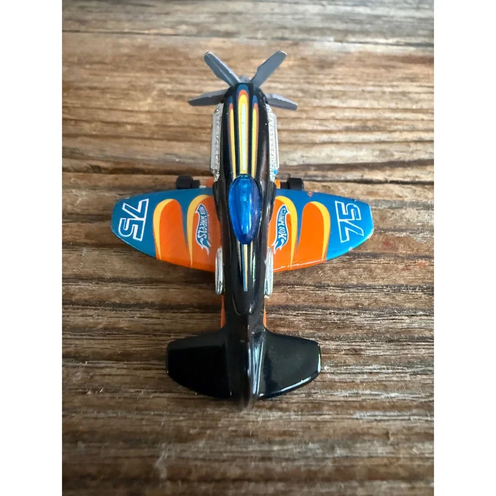 Y2K 2000s Hot Wheels Mad Propz Airplane Racing Plane Orange Black 75 Decal